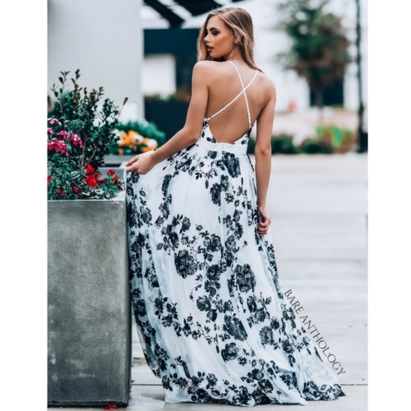 Luxxel Tulle Velvet Floral Maxi Dress - Picture 5 of 8